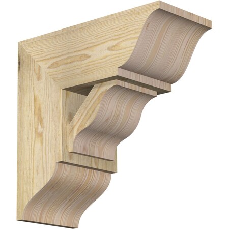 Ekena Millwork Funston Traditional Rough Sawn Bracket w/ Offset Brace, Douglas Fir, 8"W x 18"D x 18"H BKT0806X18X18FST01RDF